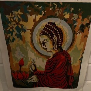 Tranquil Buddha Tapestry in Red and Green